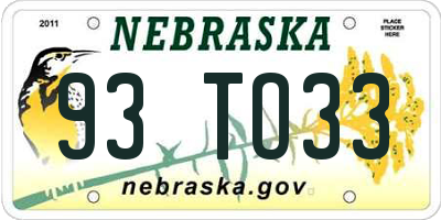 NE license plate 93TO33