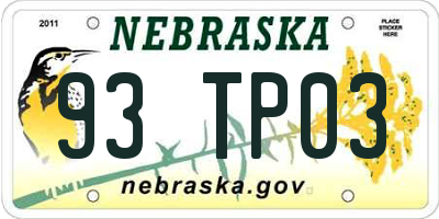 NE license plate 93TP03