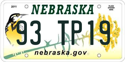 NE license plate 93TP19