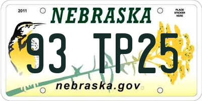 NE license plate 93TP25