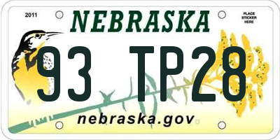 NE license plate 93TP28