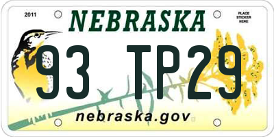 NE license plate 93TP29