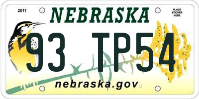 NE license plate 93TP54