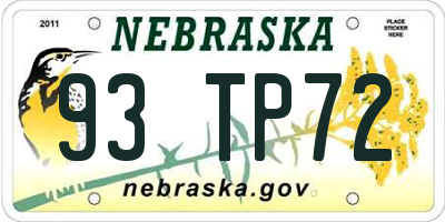 NE license plate 93TP72
