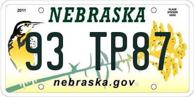 NE license plate 93TP87