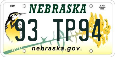 NE license plate 93TP94