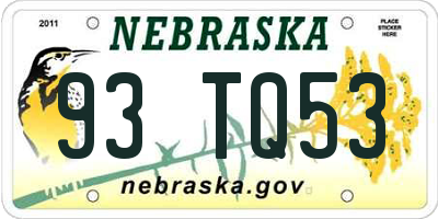 NE license plate 93TQ53