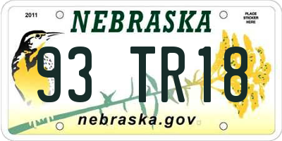 NE license plate 93TR18