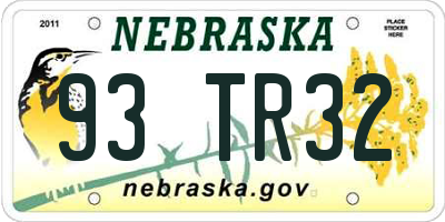 NE license plate 93TR32
