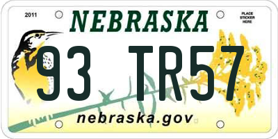 NE license plate 93TR57