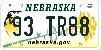 NE license plate 93TR88