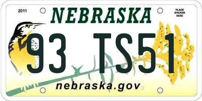 NE license plate 93TS51