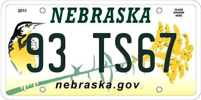 NE license plate 93TS67