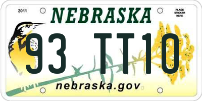 NE license plate 93TT10