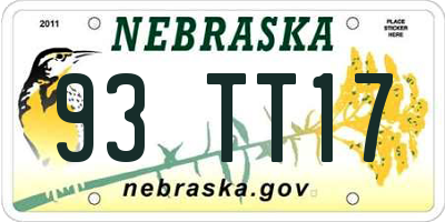 NE license plate 93TT17
