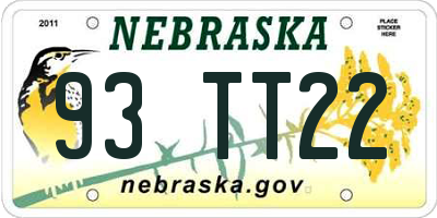 NE license plate 93TT22