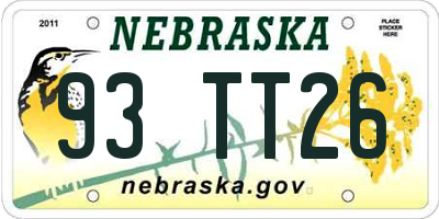 NE license plate 93TT26