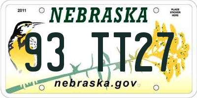 NE license plate 93TT27