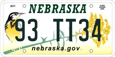 NE license plate 93TT34