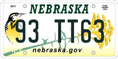 NE license plate 93TT63