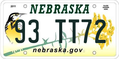 NE license plate 93TT72