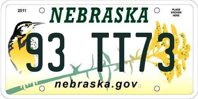 NE license plate 93TT73