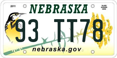 NE license plate 93TT78