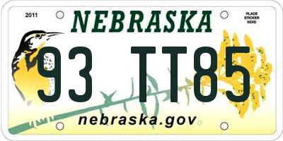 NE license plate 93TT85