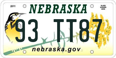 NE license plate 93TT87