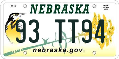 NE license plate 93TT94