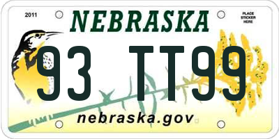 NE license plate 93TT99