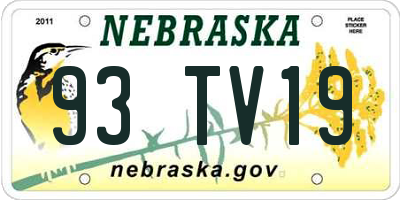 NE license plate 93TV19