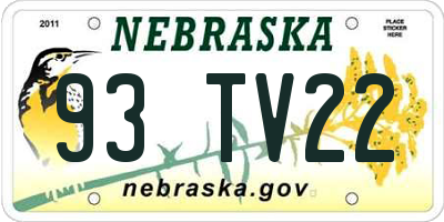 NE license plate 93TV22