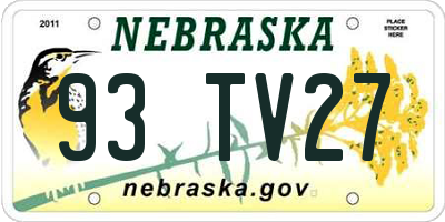 NE license plate 93TV27