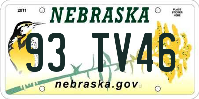NE license plate 93TV46