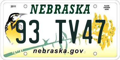 NE license plate 93TV47