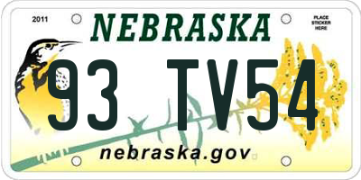 NE license plate 93TV54