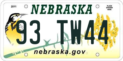 NE license plate 93TW44