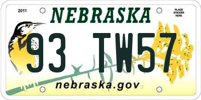 NE license plate 93TW57