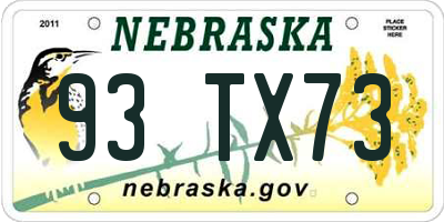 NE license plate 93TX73