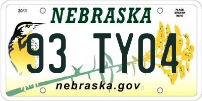 NE license plate 93TY04