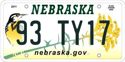 NE license plate 93TY17
