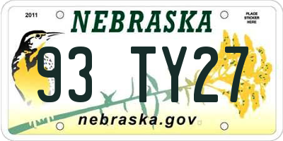 NE license plate 93TY27