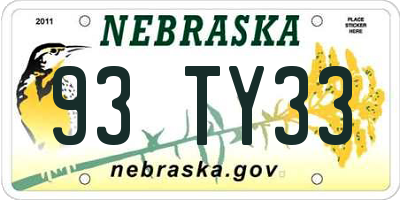 NE license plate 93TY33