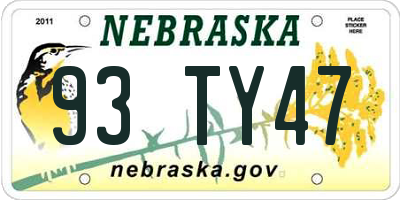 NE license plate 93TY47