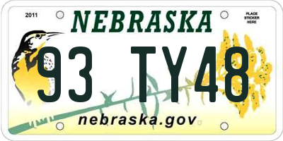 NE license plate 93TY48
