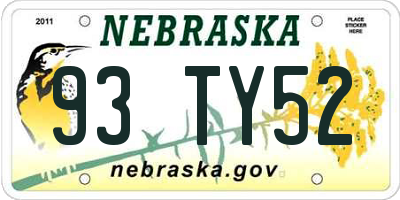 NE license plate 93TY52