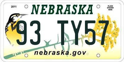 NE license plate 93TY57