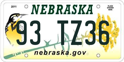 NE license plate 93TZ36