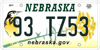 NE license plate 93TZ53